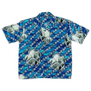 Vintage 90’s 7 DIAMONDS Men’s Aloha Classic Fit Short Sleeve Shirt Blue, Size XL